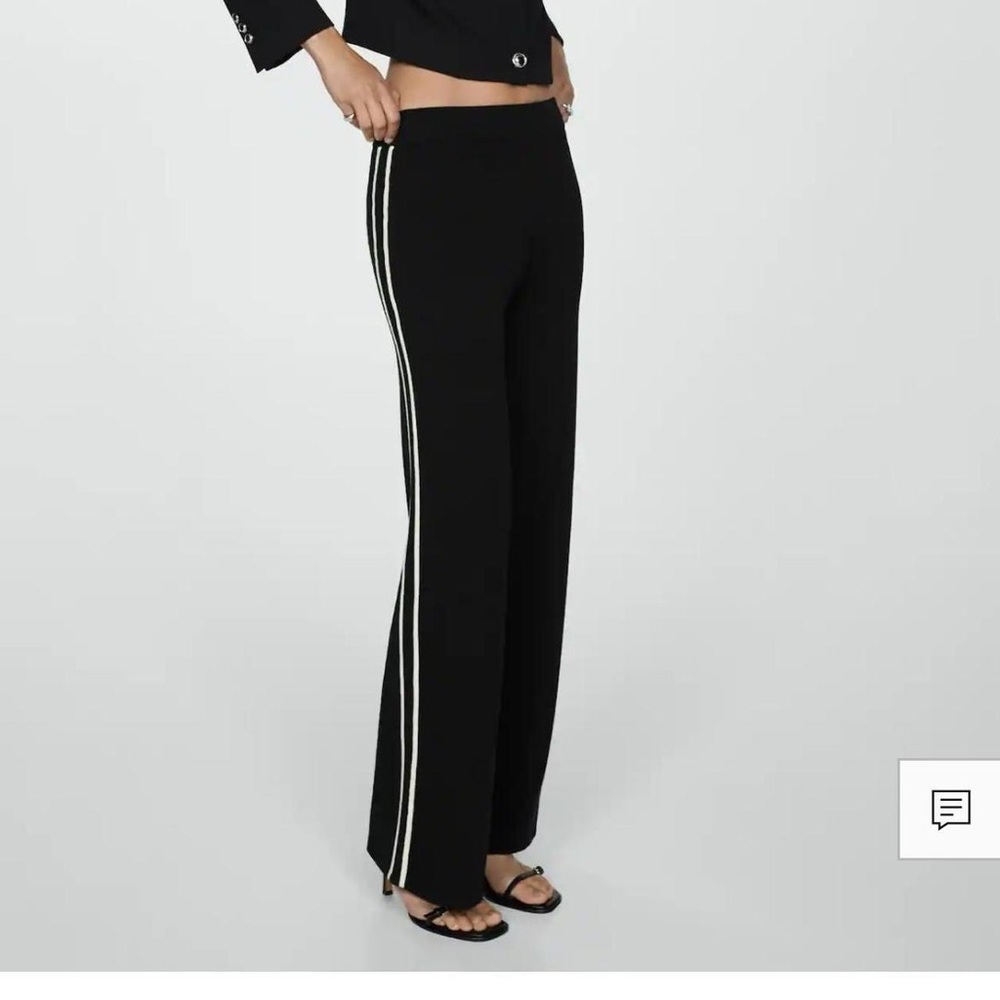New black mango knit pants with contrast stripes. Never worn